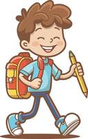 Cute child with backpack Back to school Generative vector