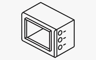 Simple Microwave Line Drawing art icon vector