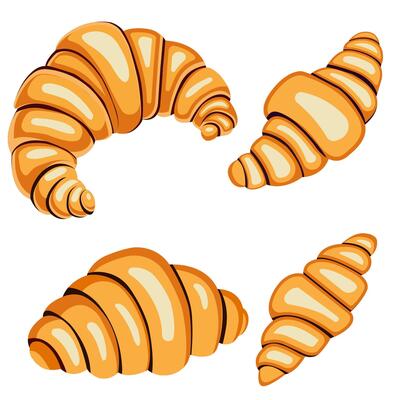 Cartoon croissant drawing isolated on white background
