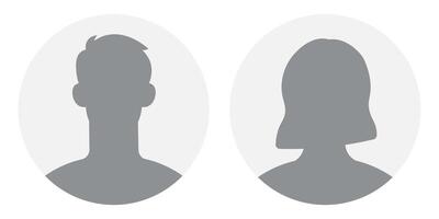 Male and female head outlines minimalist User icon or avatar set representing an anonymous user.Simple outline person for profiles,used in social media or account vector