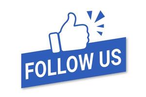 blue tags,and a thumbs-up hand icon, including text like Follow us or Follower,Minimal design showcasing social media buttons, For promoting connections on social platforms vector
