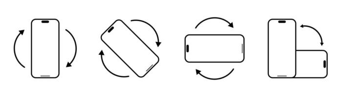 Rotate smartphone icon, mobile phone symbol showing rotation, horizontal and vertical moving arrows, design for mobile use vector