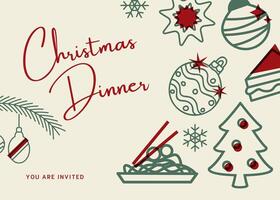 Christmas Dinner Invitation Horizontal Template