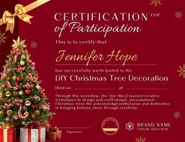Elegant Red Christmas Certification Template for Christmas Workshop