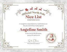 Santa's Nice List Certificate for Children's Christmas Party template