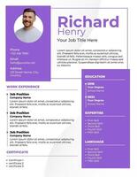 Creative Minimalist Purple Resume template