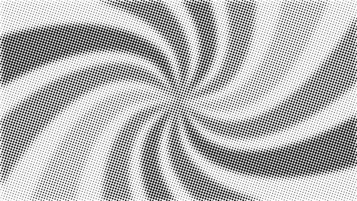 Pop art concentric rays background. Comic pattern with starburst and halftone. Cartoon retro sunburst effect with dots. Back and white banner. Vintage sunshine texture. illustration.