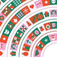Christmas Geometric Bauhaus Background in Mosaic Block Style with ornate round frames for Backdrops, Greeting Cards, and Geometry. Ornamented Retro and Modern Design. vector
