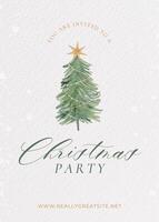 Christmas Tree Watercolor Party Invitation Greeting Card template