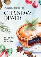 Christmas Dinner Invitation Vertical Template