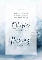 Watercolor Winter Wedding Invitation Template with Winter Forest Theme