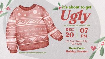Christmas Ugly Sweater Party Invitation for Twitter Post template
