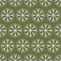 Seamless pattern of white snowflakes on a green background vector