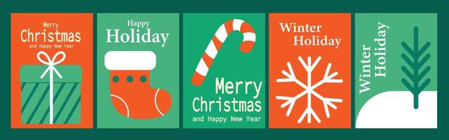 Merry Christmas graphics greeting card. Merry Christmas and Happy New Year Set of greeting card, poster, holiday cover. Modern Xmas design in simple geometric style vector