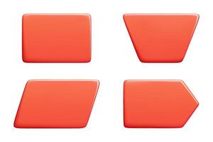 Red glossy text banner. 3d illustration set of bright rectangle and arrow message box. vector