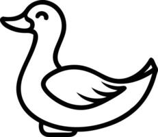 A black and white line art of a duck vector