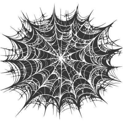 A spider web with black and white lines