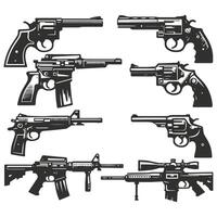 Guns Monochrome Set vector