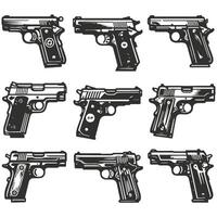 Gun icon set, illustration of different types of guns vector