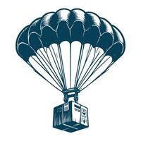 A parachute with a box on it vector
