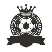 A soccer ball with a crown and ribbon on a white background vector