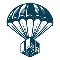 A parachute with a box on it vector