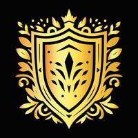 Collection of Shiny Golden Shields vector