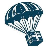 A box with a parachute on it vector