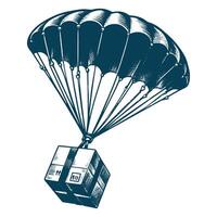 A parachute with boxes on it vector