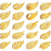 Set of Abstract Feather Wings Icons vector