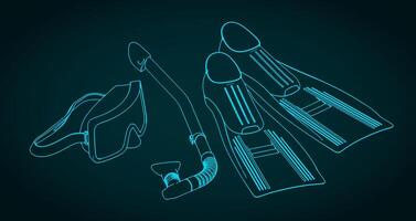 Snorkeling and diving equipment illustration vector