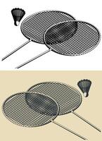 Rackets and shuttlecock close-up vector