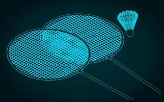 Rackets and shuttlecock close up vector