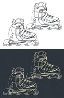 Roller skates blueprints vector