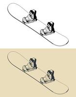 Snowboard board and boots vector