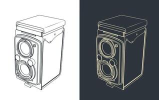 Twin-lens reflex vintage camera vector