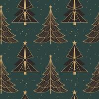 Winter Seamless pattern with Christmas trees in Art Deco style. Hand drawn festive geometric repeating background with New Year decor. Modern Xmas ornament for design, wrapping paper, textile, flyer vector