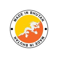 MADE IN Bhutan circle stamp with flag vector