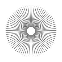 Radial circle black lines. Symbol of Sun star rays. Minimalist circular lines template. Flat graphic element. Spokes with radiating stripes. Abstract illusion geometric shape. vector