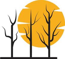 Palm tree sunset on island. Illustration on white background vector