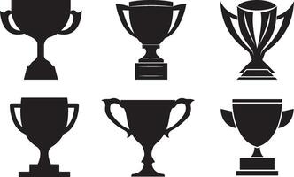 Set of winning trophy icon, cup illustration on white background vector