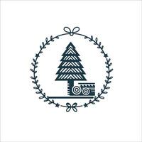 Stylish and Contemporary Christmas Tree with Geometric Shapes vector