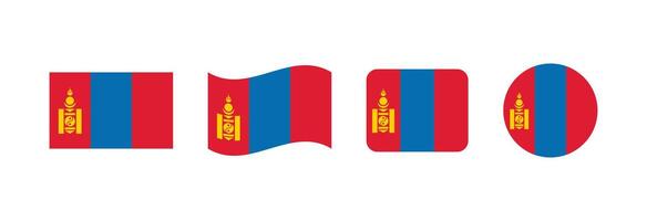Mongolia flag. Set of Mongolia Flags Collection. vector
