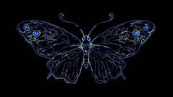 Neon frame effect, Butterfly beautiful butterfly with intricate wings on black background video