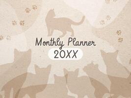 Minimalist Cat Silhouette Monthly Planner Template