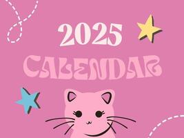 Calendar 2025 Pink Cat Theme template