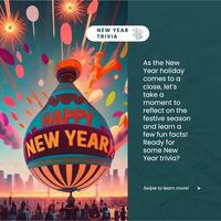 Green Minimalist Illustration New Year Trivia template