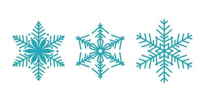 Beautiful snowflakes set, detailed hand drawn flat line illustration. Graphic outline drawing. Christmas and New Year symbol. Unique snowflake silhouette icons set for frosty winter design vector