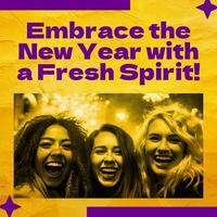 Yellow New Year New Spirit Linkedin Post template