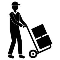 A man is pulling a cart with boxes on it vector